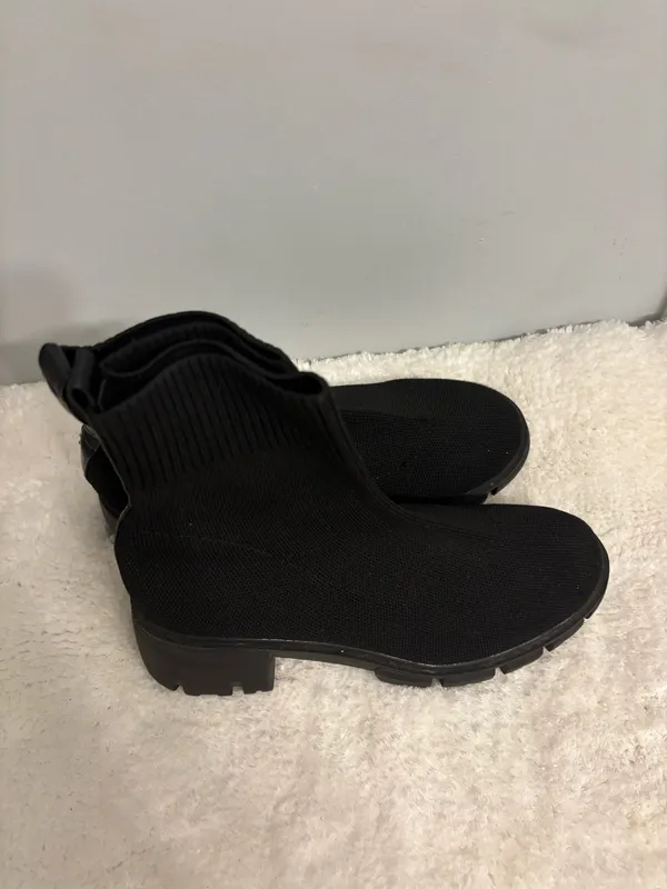 Black street elastic slip on boots thick sole Sz.7.5 Gothic/ western - Image 2