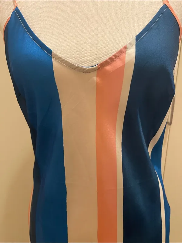 Lemlem x H&M blue striped satin dress size Small NWT #33 - Image 4