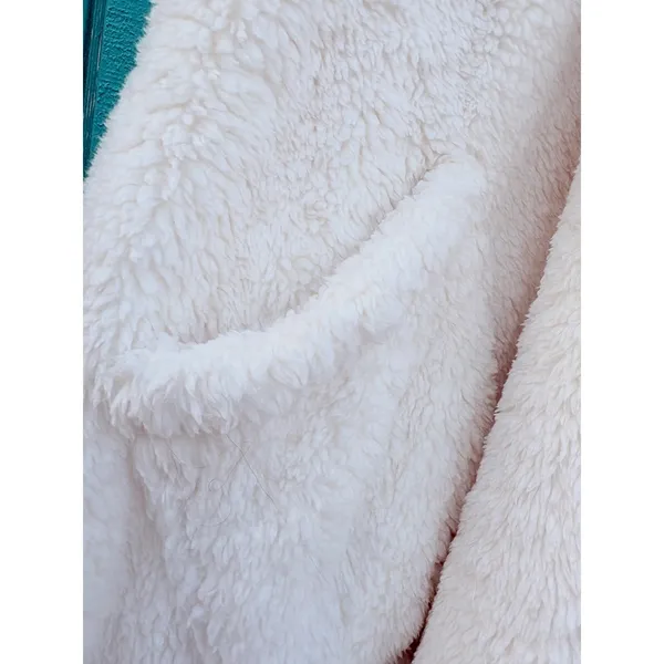Catalonia Sherpa Fleece Hooded‎ Poncho Wrap Cream White Wearable Blanket Pockets - Image 3