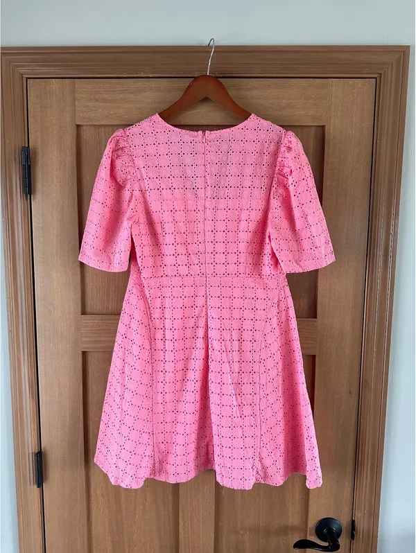 NWT English Factory Broderie Lace Puff Sleeve Mini Dress in Pink Women’s Medium - Image 7