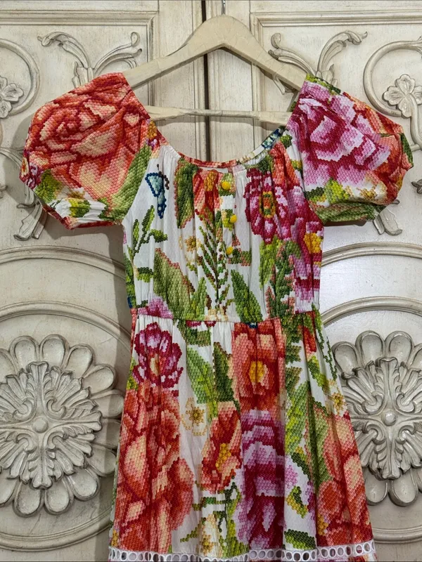 Farm Rio colorful tropical printed Macie Tiered Maxi Dress size XSMALL - Image 6