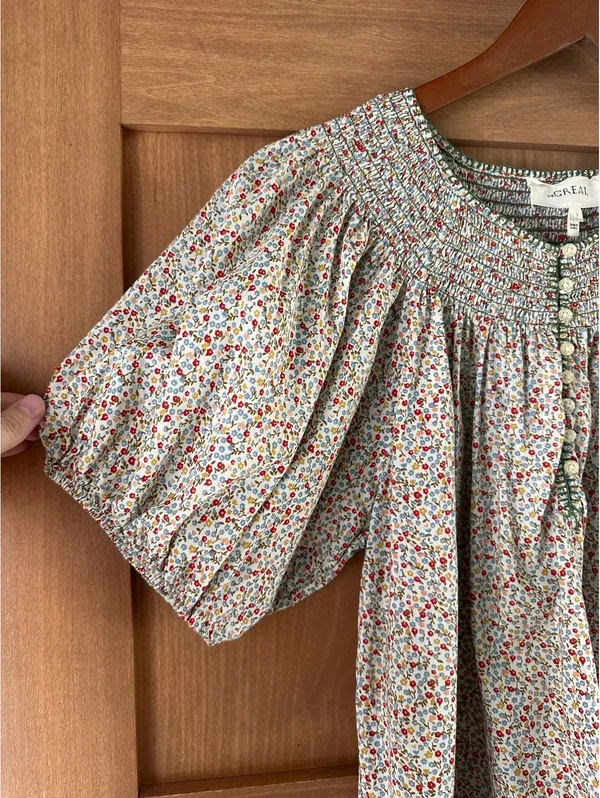 The GREAT. The Honey Top in Cream Mini WildFlower Print Women’s size 1 Small - Image 3