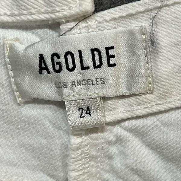 Agolde Jeans Womens 24 White Organic Cotton High Rise Criss Cross Straight Leg - Image 12