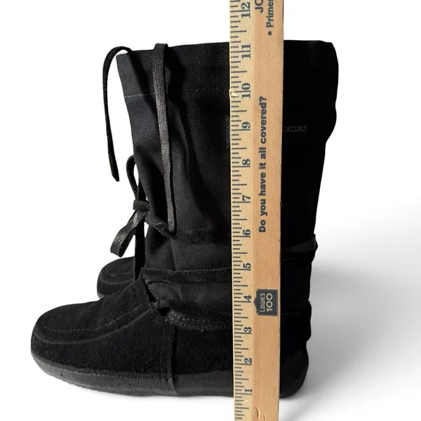 STEGER MUKLUKS Sz 8 Black Moosehide Leather OJIBWA Winter Boots Made In USA - Image 12