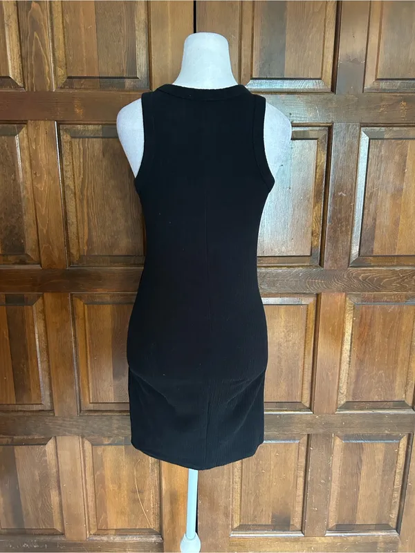 SO Black Ribbed Sleeveless Tank Mini Dress Womens Size XS Bodycon Crew Neck Knit - Image 3