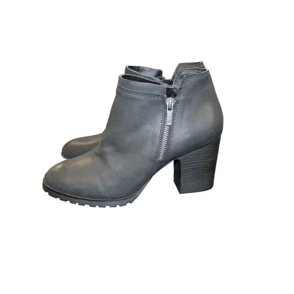 Lucky Brand Basel Ankle Bootie Womens 9M Black Leather Double Zip Block Heel - Image 3
