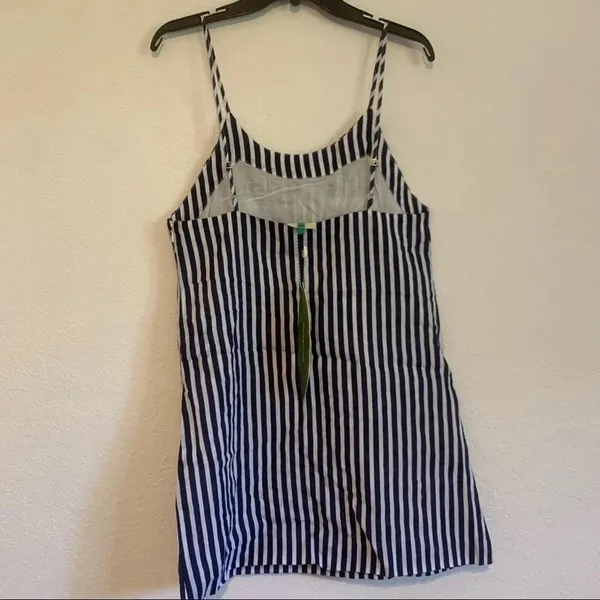 FARM Rio Striped Mini Dress Embroidered Birds Toucan Linen Cover Up Resortwear - Image 5