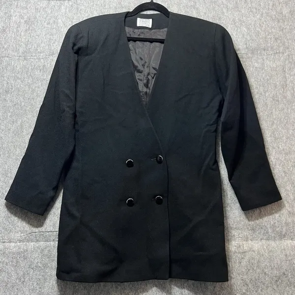 The Irish Secret Vintage Black 100% Pure Wool Double‎ Breasted Blazer Jacket 12 - Image 10