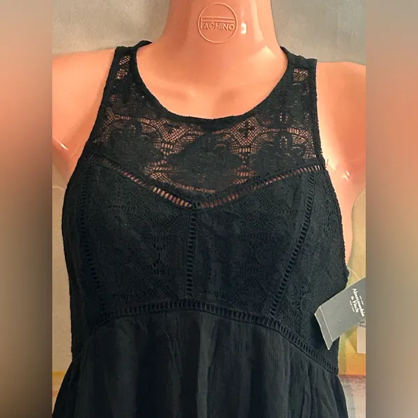 Abercrombie & Fitch Lightweight Black Lace Racerback Sleeveless Dress NWT XS - Image 3