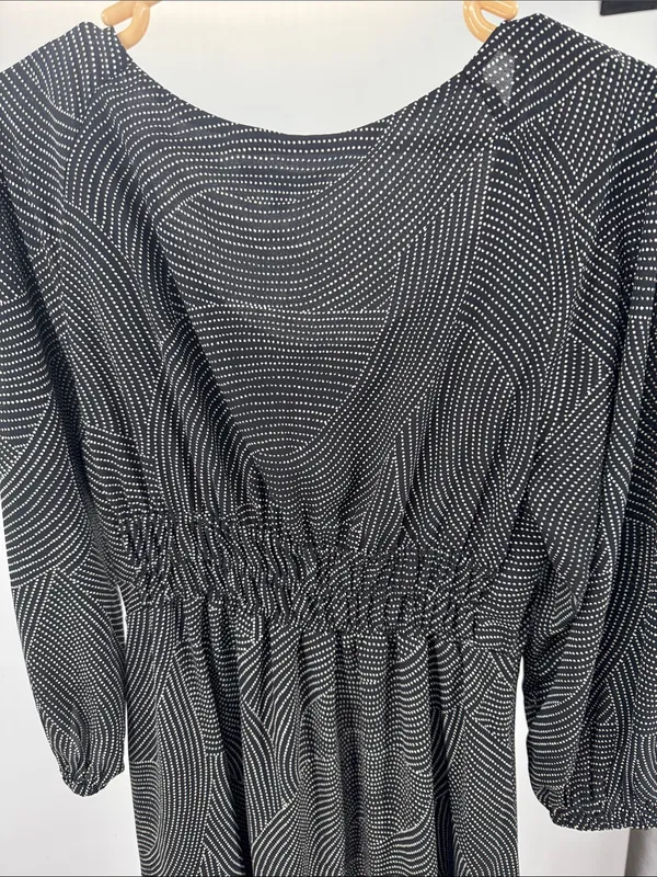 Madewell Geo Dot Print Balloon Sleeve Georgette Midi Dress M Whimsigoth feminine flowy - Image 5