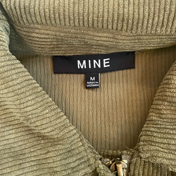 Mine Blu Pepper Green Corduroy Crop Moto Jacket ~ Size Medium - Image 8