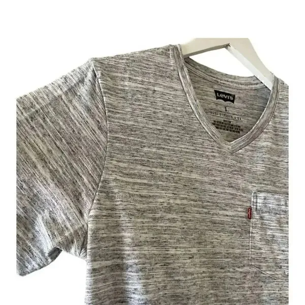 Levi’s V-Neck Gray Athletic Short Sleeves Men T-Shirt SZ S #1076 - Image 3