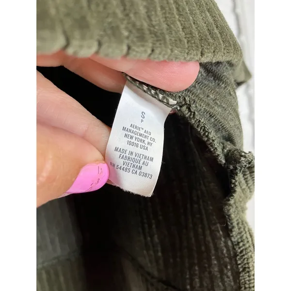 Aerie groove-on velour Hoodie Women‎ S Olive Green Excellent Cropped Oversized - Image 4