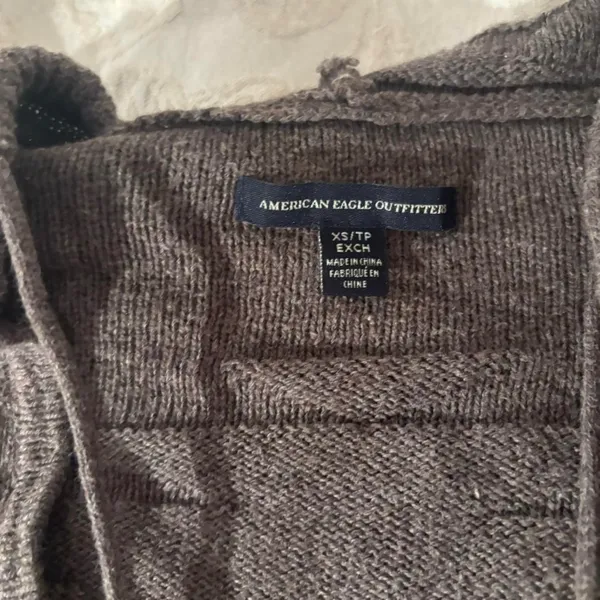 Vintage Y2K American Eagle Mocha Brown Slouchy Hooded Sweater - Image 7