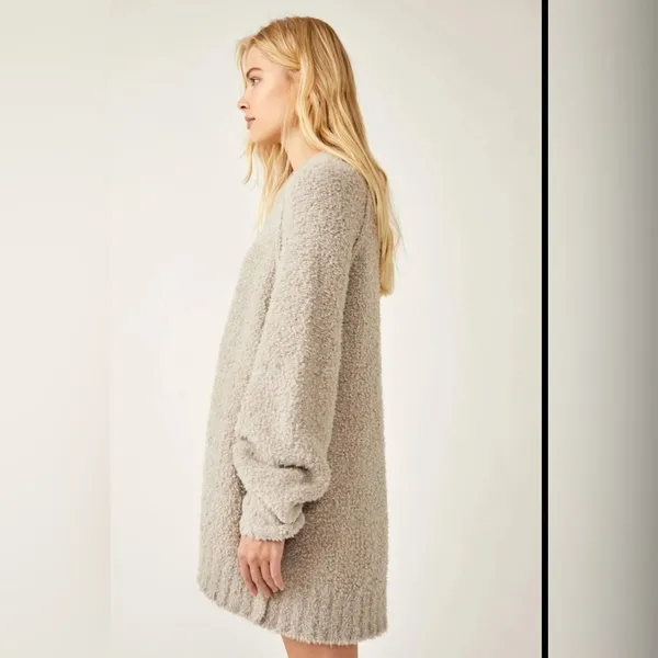 Free People Teddy Sweater Tunic in Silver Clouds sz M nwt - Image 3