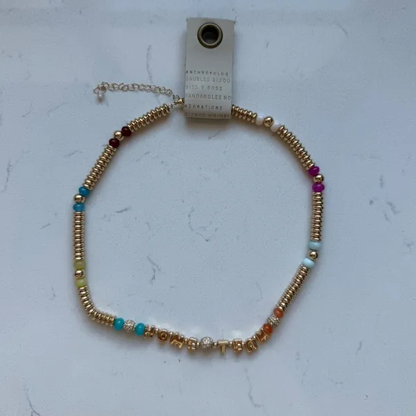 By Anthropologie Beaded‎ Bubble-Letter Necklace - Home Team - NWT - Image 3