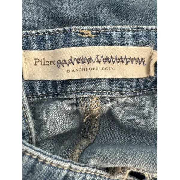 Pilcro Anthropologie Wide Leg Denim Jumpsuit Size 24P Blue - Image 10