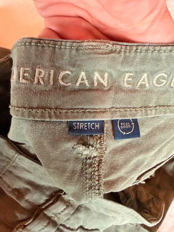 American Eagle Super High Rise Baggy Wide Leg Cargo Pants Olive Green Size 2 - Image 4