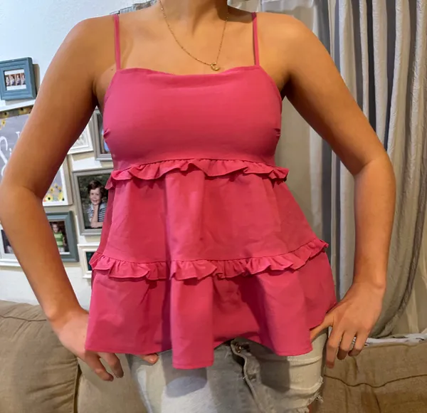 The Impeccable Pig Pink Ruffle Top - Image 4