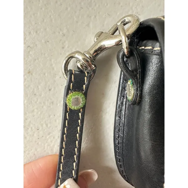 VGT Dooney & Bourke Pebble Leather Snap Closure Saddle Style Buckle Wristlet - Image 7