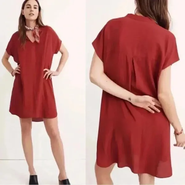 Madewell Bicoastal in Crimson Boxy Festival Boho Shirt Women’s Dress S # 1008 - Image 2