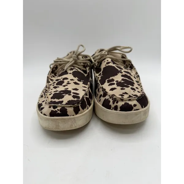 Everglades Boat Shoes Cow Print Canvas Moc Toe Women's 8 (38) Western Brown - Image 5