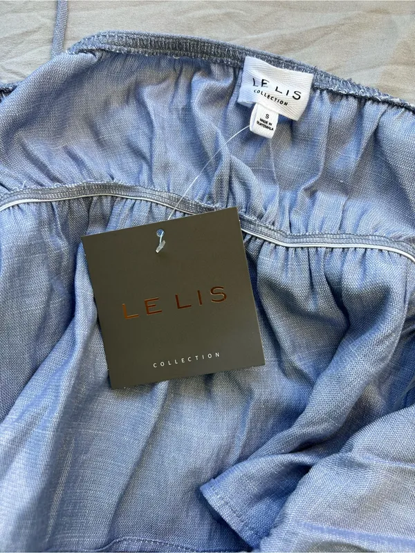 Le Lis Blue Halter Peplum Camisole - Image 3
