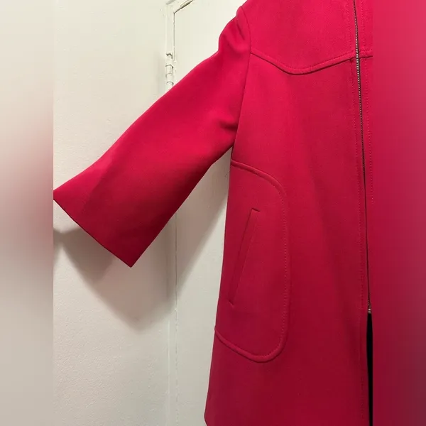 Zara Collarless Magenta Swing Coat Jacket Medium perfect for spring - Image 3