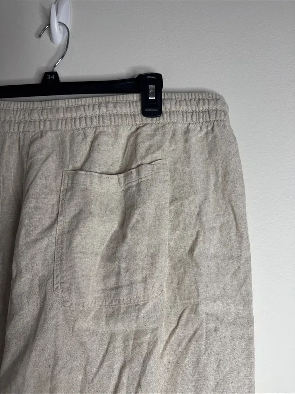 Old Navy Natural Flax Beige Linen Blend Drawstring High Rise shorts size XL - Image 6