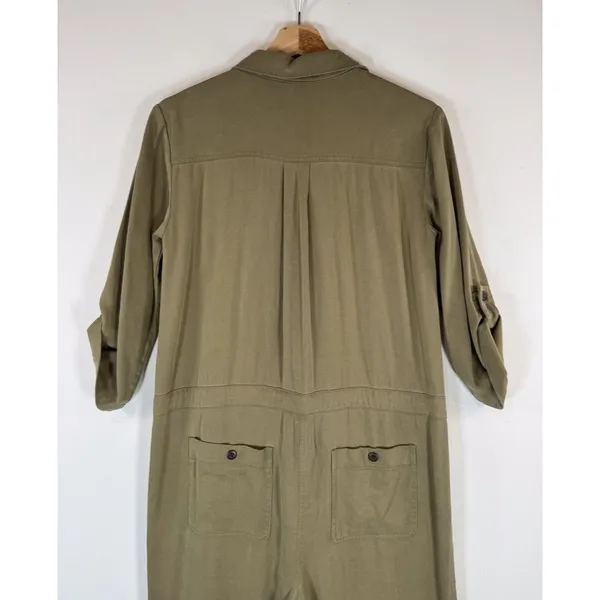 Sundance Womens Jumpsuit Green Wayside Roll Tab Sleeve Waist Tie Utility XS - Image 10