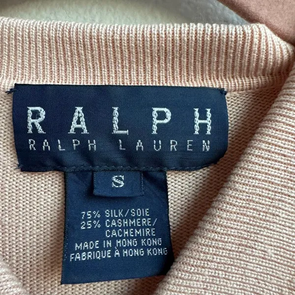 Vintage Ralph Lauren Silk Cashmere Pink Collared Cardigan Sweater S - Image 2