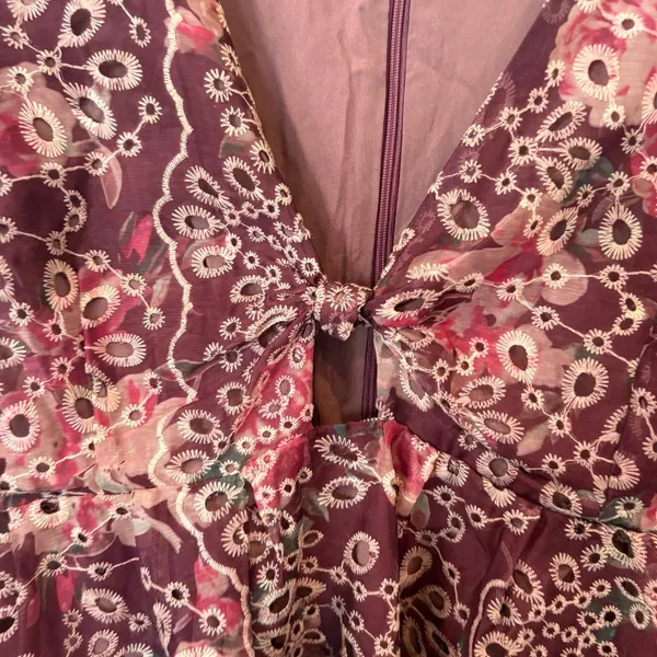 Altar'd State Burgundy Eyelet Floral‎ Dress Size Large - Image 5