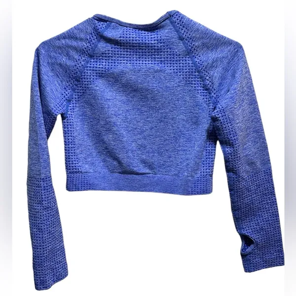 Gymshark BLUE/PURPLE ATHLETIC LONG SLEEVE CROP TOP WITH THUMBHOLES - Image 2