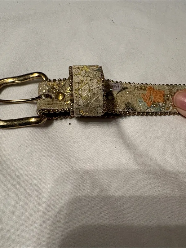 Vintage Paul Harris Embroidered Multicolor Sparkles Waist Belt - Image 4
