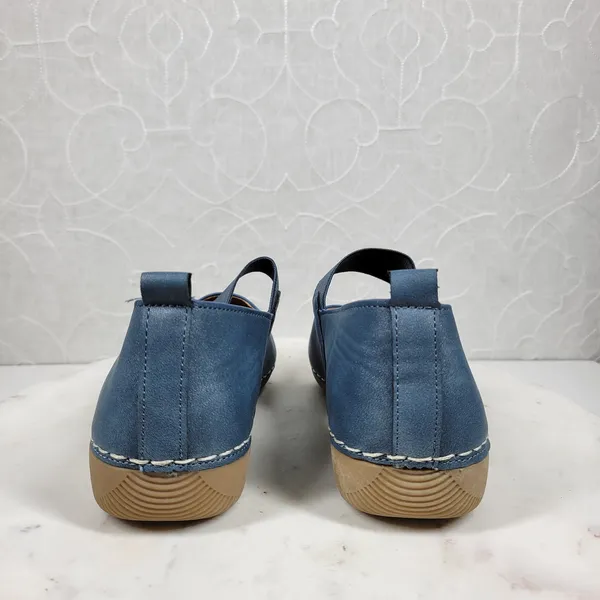 GC‎ Lira Leather Mary Janes Womens 7 Metallic Blue Closed Toe Shoes - Image 13