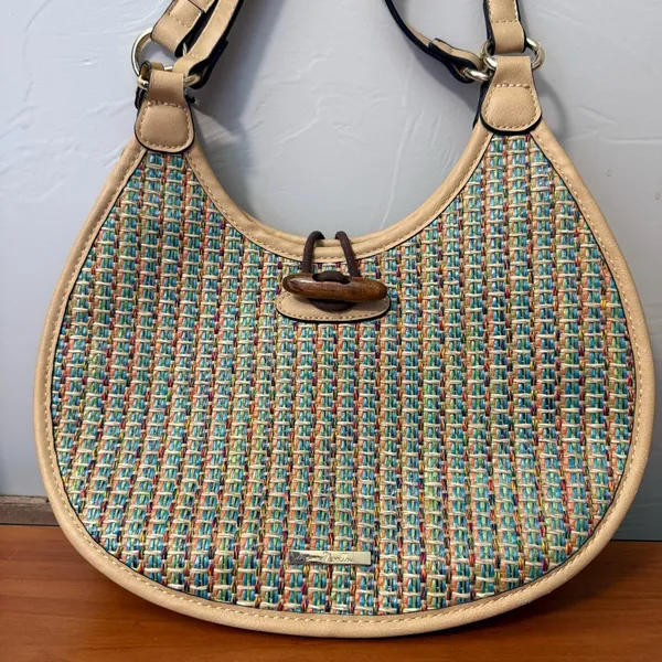 Simply Noelle Woven Rattan Straw Colorful Multi Shoulder Crossbody Bag Purse‎ - Image 2