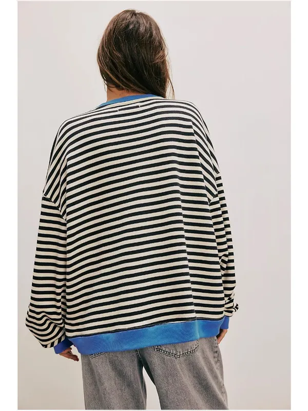 We The Free Classic Striped Oversized Crewneck Size small - Image 4