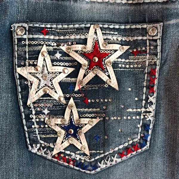 Sky nwt size 11 / 30 Bootcut Jeans with Red, White & Blue Star Pockets - Image 3