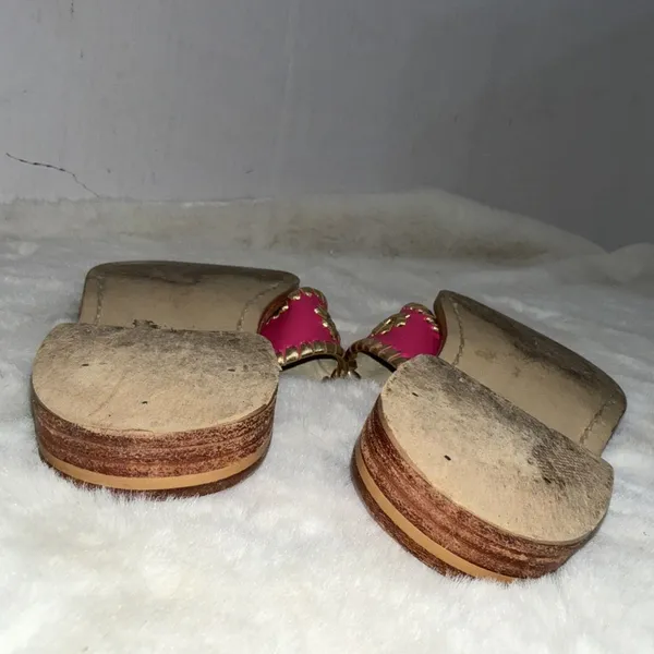 Jack Rogers Pink Gold‎ Leather Preppy Medallion Old Money Sandals Womens Size 5m - Image 10