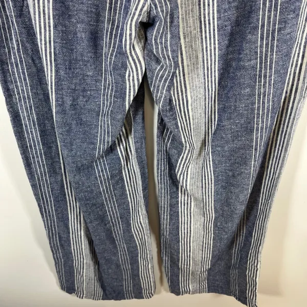 Old Navy‎ Womens Blue White Striped Linen Blend Drawstring Straight Leg Pants M - Image 8