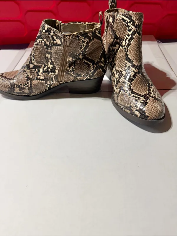 Kim Rogers Snake-Print Ankle Booties in Brown and Black - Image 2