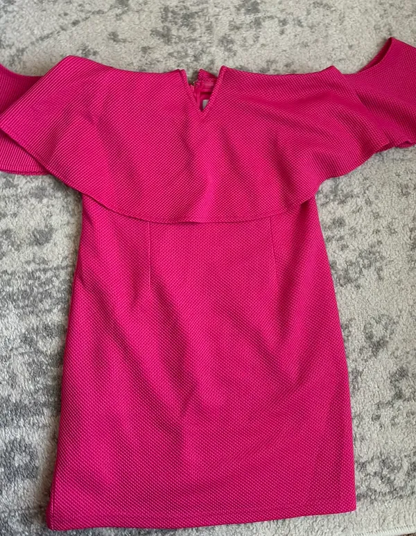 She & Sky Hot Pink Off-The-Shoulder Dress - Image 3