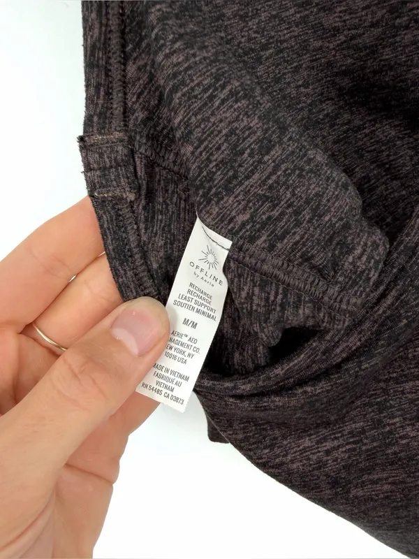 AERIE Recharge Crop Tank Heather Black Purple M - Image 3
