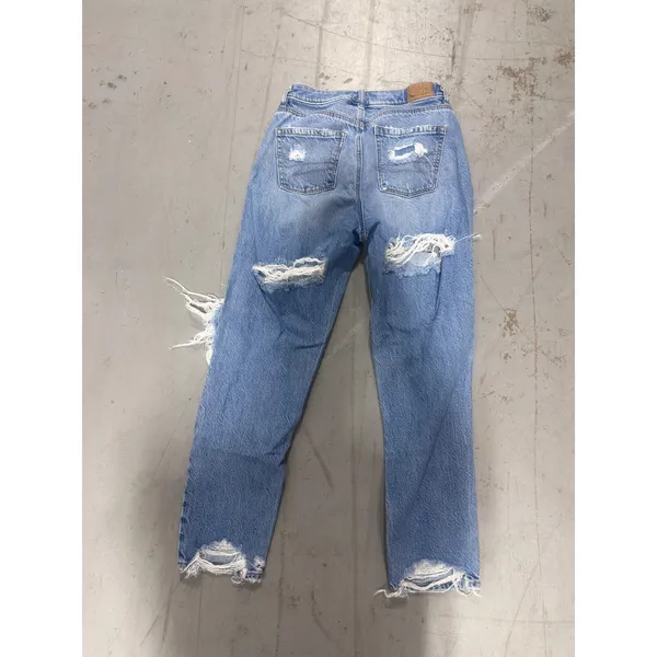 American Eagle Mom Jeans Blue Distressed High Waisted Denim Size 00 Short - Image 4