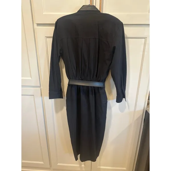 Vintage 80's d. Frank Black Studded Western Dress Leather Trim rodeo Size 8 - Image 6
