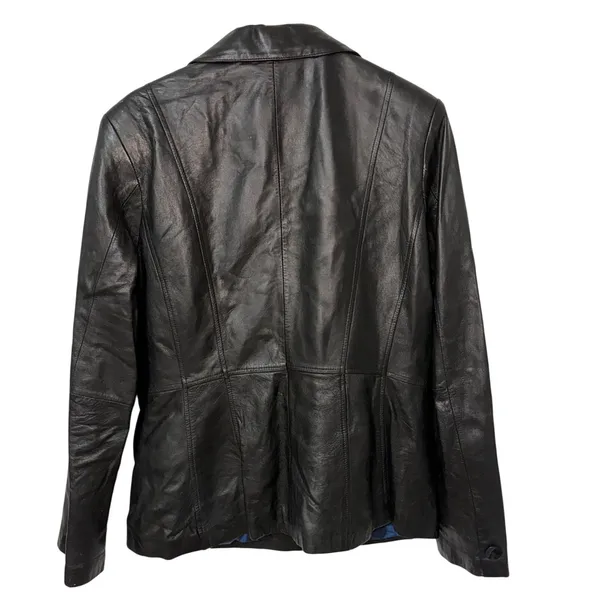 Wilsons Leather Pelle Studio Black Blazer Jacket Womens‎ M Chic Biker 90s - Image 4