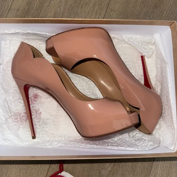 CL Hot Chick Alta 120 mm Open-toe pumps - Patent calf leather - Blush - Women - Image 7
