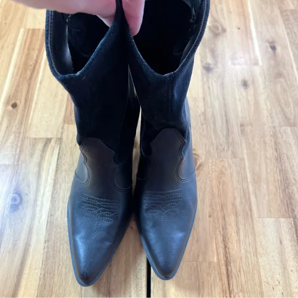 AMÉRICA by Azaleia Black Western Ankle Boots Size 7 Pointed Toe Block Heel - Image 11