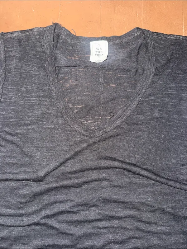 We The Free Black Short Sleeve V-Neck Tee - Image 2