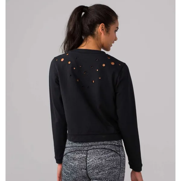 Lululemon women's space crew eyelet black size‎ 4 - Image 2